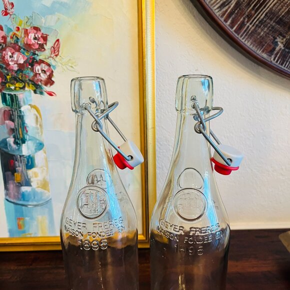 Vintage Geyer Freres En 1895 Bottles Hinged Bail & Stopper (2) Cottagecore Decor - Picture 6 of 9